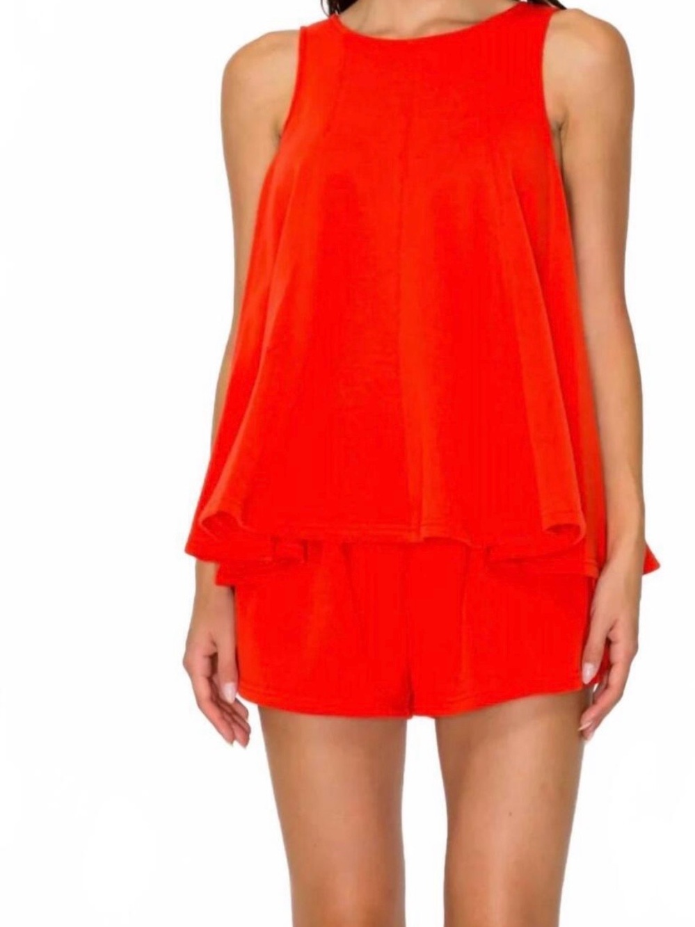 Meet Me in Santorini Red Whisper Short Set $36